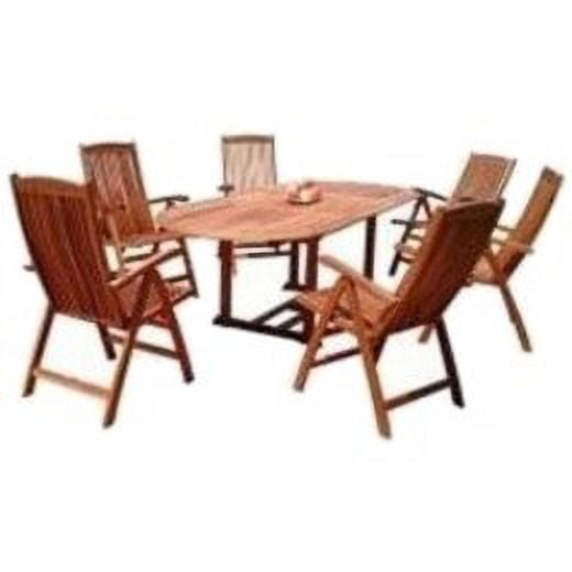 Malibu Outdoor 7piece Wood Patio Dining Set with Extension Table and