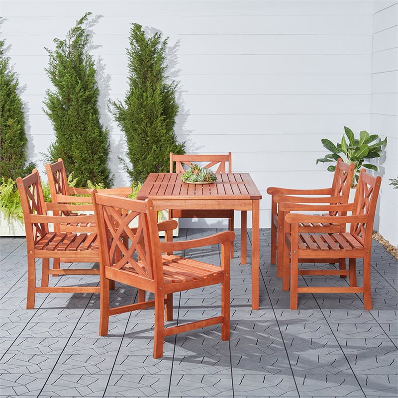 Malibu Outdoor 7piece Wood Patio Dining Set