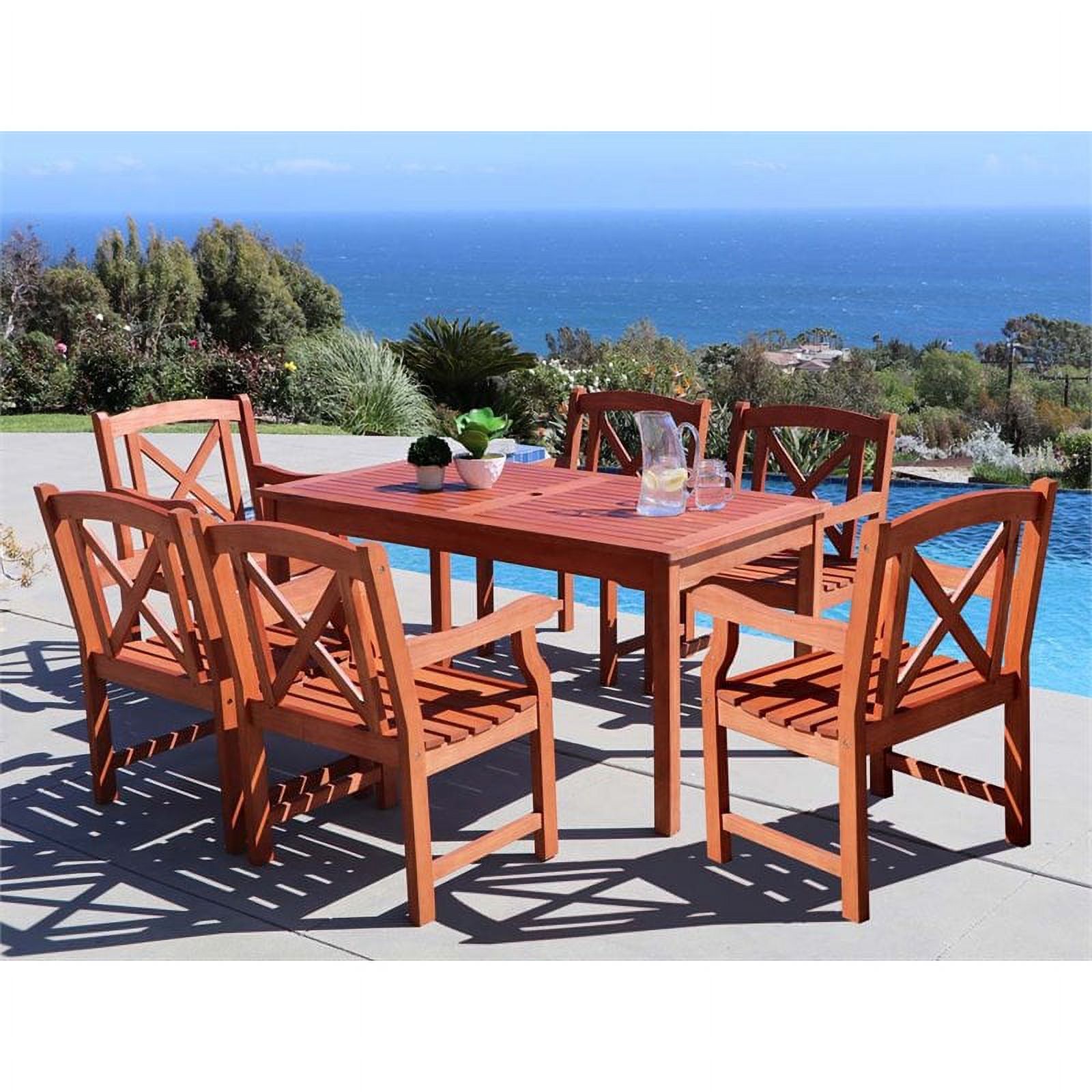 Malibu Outdoor 7piece Wood Patio Dining Set