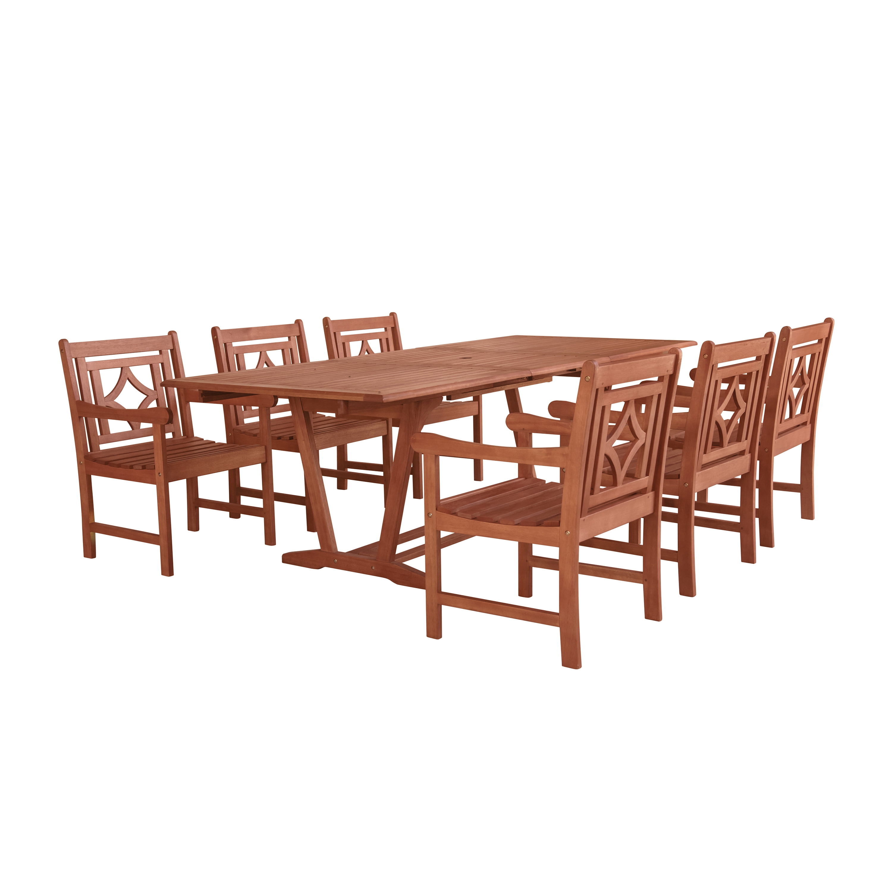 Malibu Outdoor 9piece Wood Patio Extendable Table Dining Set
