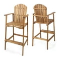 thumbnail image 1 of Malibu Outdoor Acacia Wood Adirondack Barstools, Set of 2, Natural Stained, 1 of 7