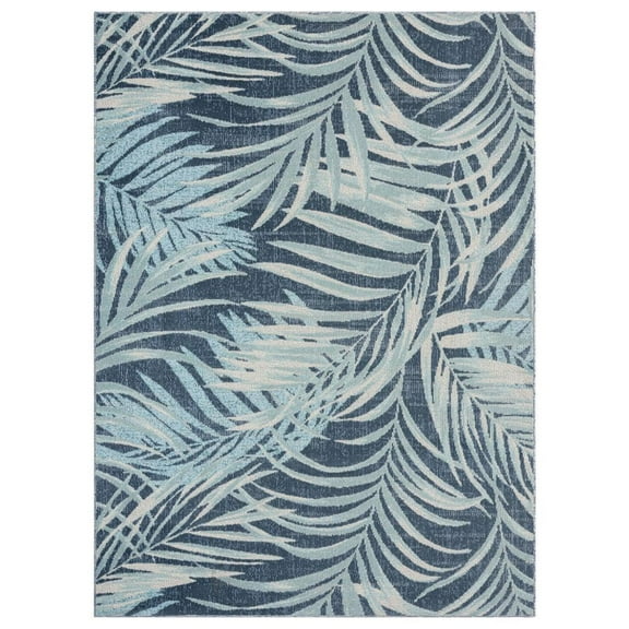 Malibu Palm Springs Navy Blue/Aqua 5 ft. x 7 ft. Indoor/Outdoor Area Rug
