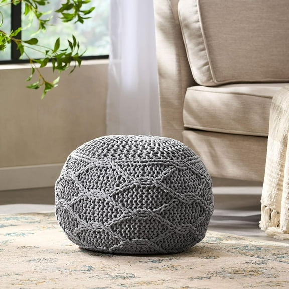 Malibu Pouf,Grey Wool Furniture Primary Living Space Bean Bag Chairs Lazy Sofa Chair