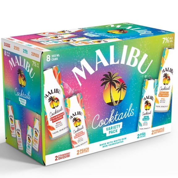 Malibu Ready to Drink Cocktail Variety Pack 355mL 8 Pack, 14 Proof