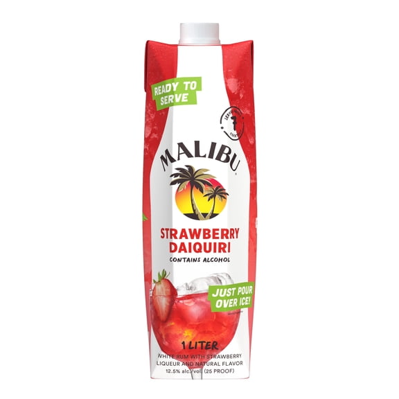 Malibu Ready to Serve Strawberry Daiquiri Rum Cocktail, 1L Box, 12.5% ABV