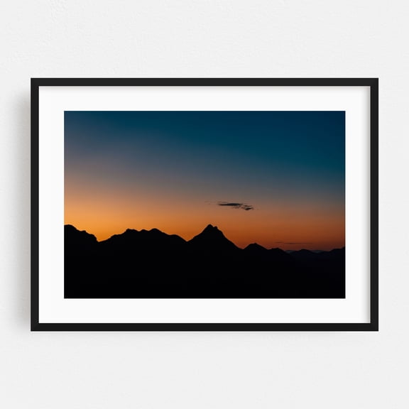 Malibu Ridge 01 - Los Angeles California Photography Sunset Mountain Landscape Nature Scenic Minimalist Night Sky Black Framed Wall Art Print 5 x 7 inches