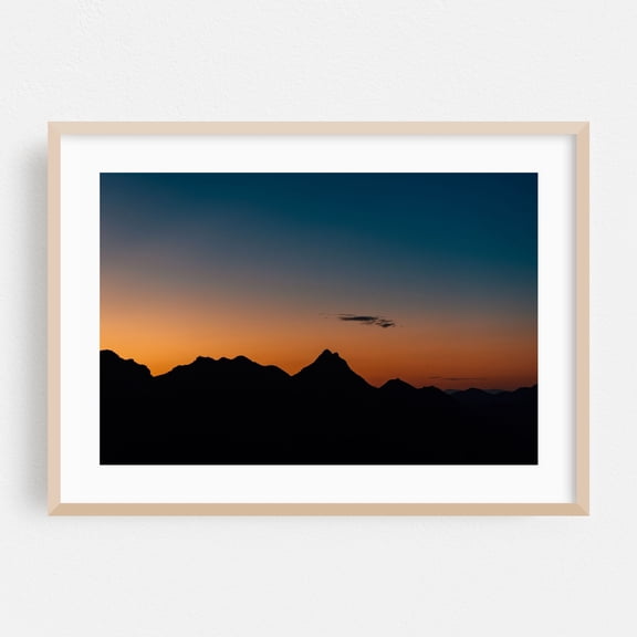 Malibu Ridge 01 - Los Angeles California Photography Sunset Mountain Landscape Nature Scenic Minimalist Night Sky Oak Framed Wall Art Print 5 x 7 inches