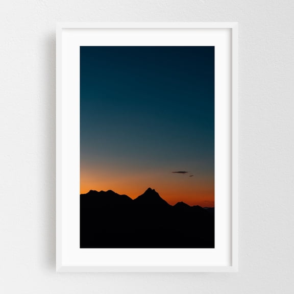 Malibu Ridge 02 - Los Angeles California Photography Sunset Mountain Landscape Nature Scenic Minimalist Night Sky White Framed Wall Art Print 5 x 7 inches