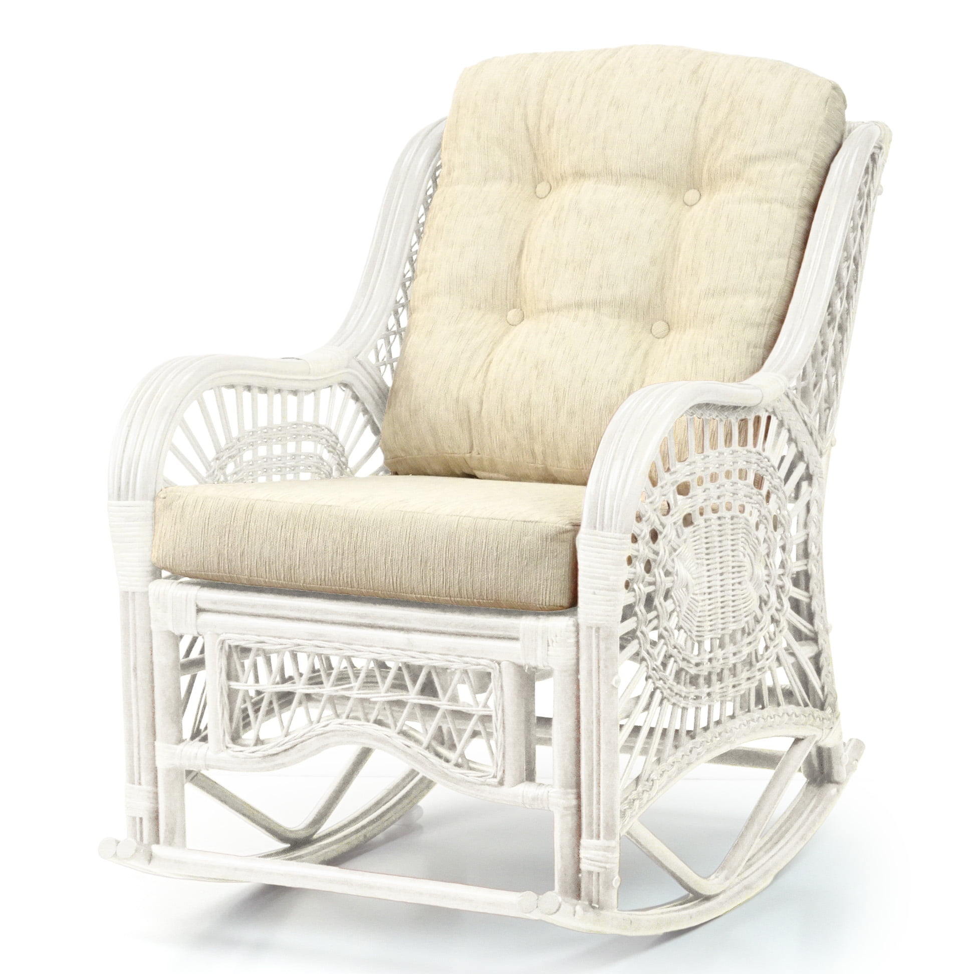 Malibu Lounge Rocking Chair ECO Handmade Natural Wicker Rattan White ...