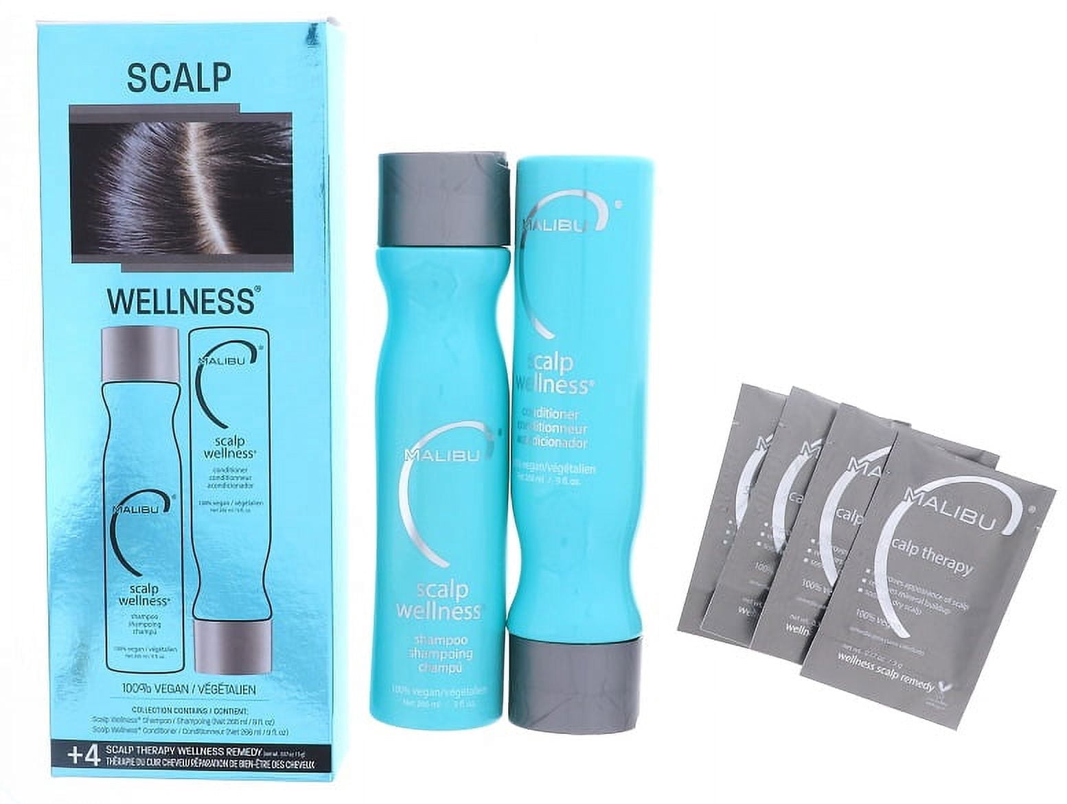 Malibu Scalp Wellness Shampoo 9oz Scalp Wellness Conditioner 9oz. ScalpRemedy 0.17oz - 2PK