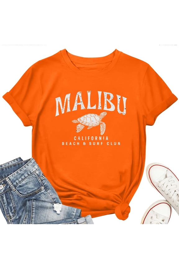 Malibu Sea Turtles T-Shirt for Women – Cute Ocean Graphic Tee, Beach Lover Coastal Summer Top