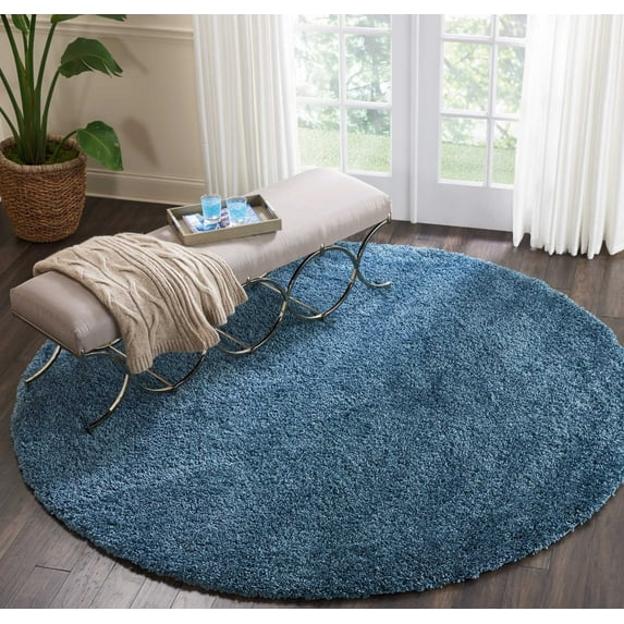 Nourison Malibu Shag MSG01 Blue Indoor Area Rug - 7'10" x SQUARE