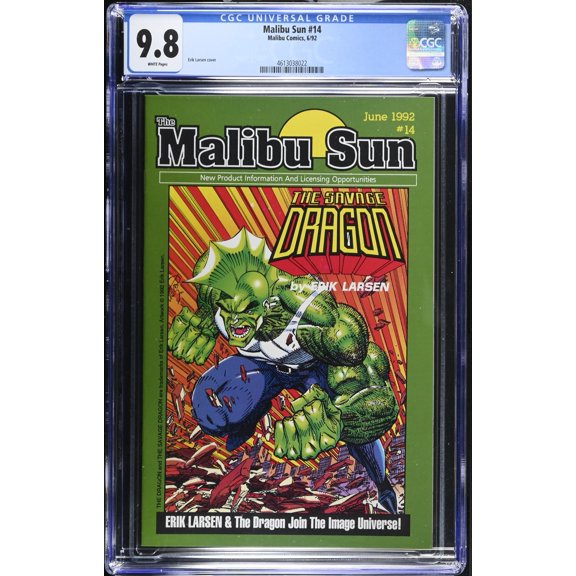 Malibu Sun #14 CGC NM/M 9.8 White Pages 1st Appearance Savage Dragon! Comic Book