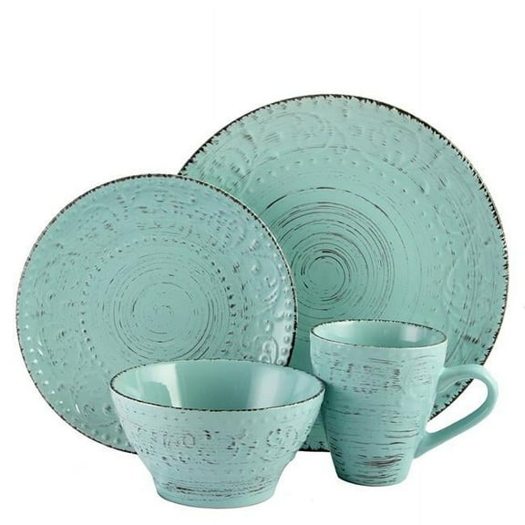 Malibu Waves 16-Piece Dinnerware Set in Turquoise