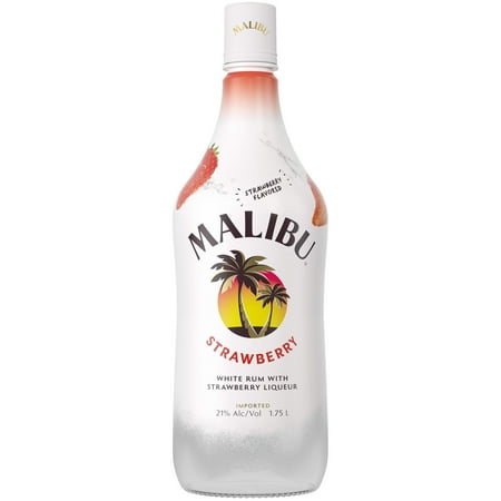 Malibu White Rum with Strawberry Liqueur, 1.75 L Bottle
