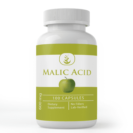 Malic Acid 100 Capsules Alpha Hydroxy Acid, Always Pure, Lab Verified