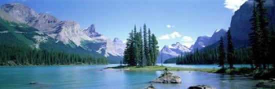 Maligne Lake Near Jasper Alberta Canada Canvas Art - Panoramic Images (36 x 12)