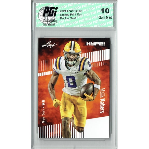 Malik Nabers Rookie Card New York PGI 10 Gem Mint Football Trading Card 2024 Leaf HYPE! #168 Only 5000 Made