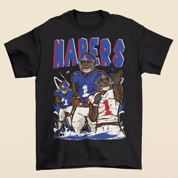 Malik Nabers Cartoon Style New York Football T-Shirt