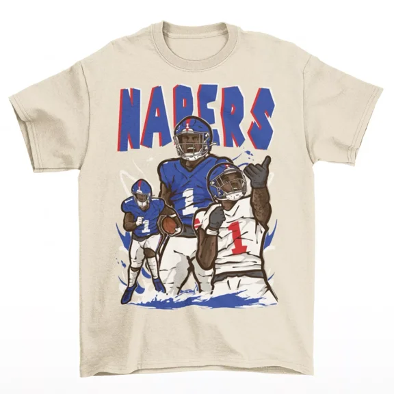 Malik Nabers Cartoon Style New York Football T-Shirt