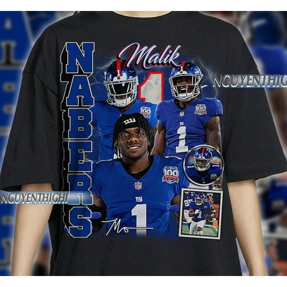 Malik Nabers Vintage 90s Graphic Style T-Shirt, Malik Nabers Shirt, Vintage Oversized Sports T-Shirt, Unisex Shirt
