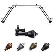 Malika 13/16" Double Bay Window curtain rod Adjustable 20"-36", 38"-72" - Black,(ABay-95-2D)