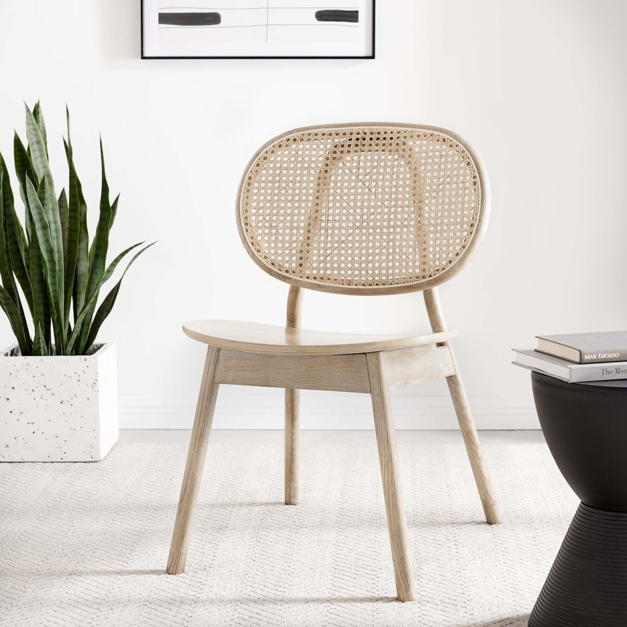 Malina Gray Elm Wood and Cane Side Dining Chair