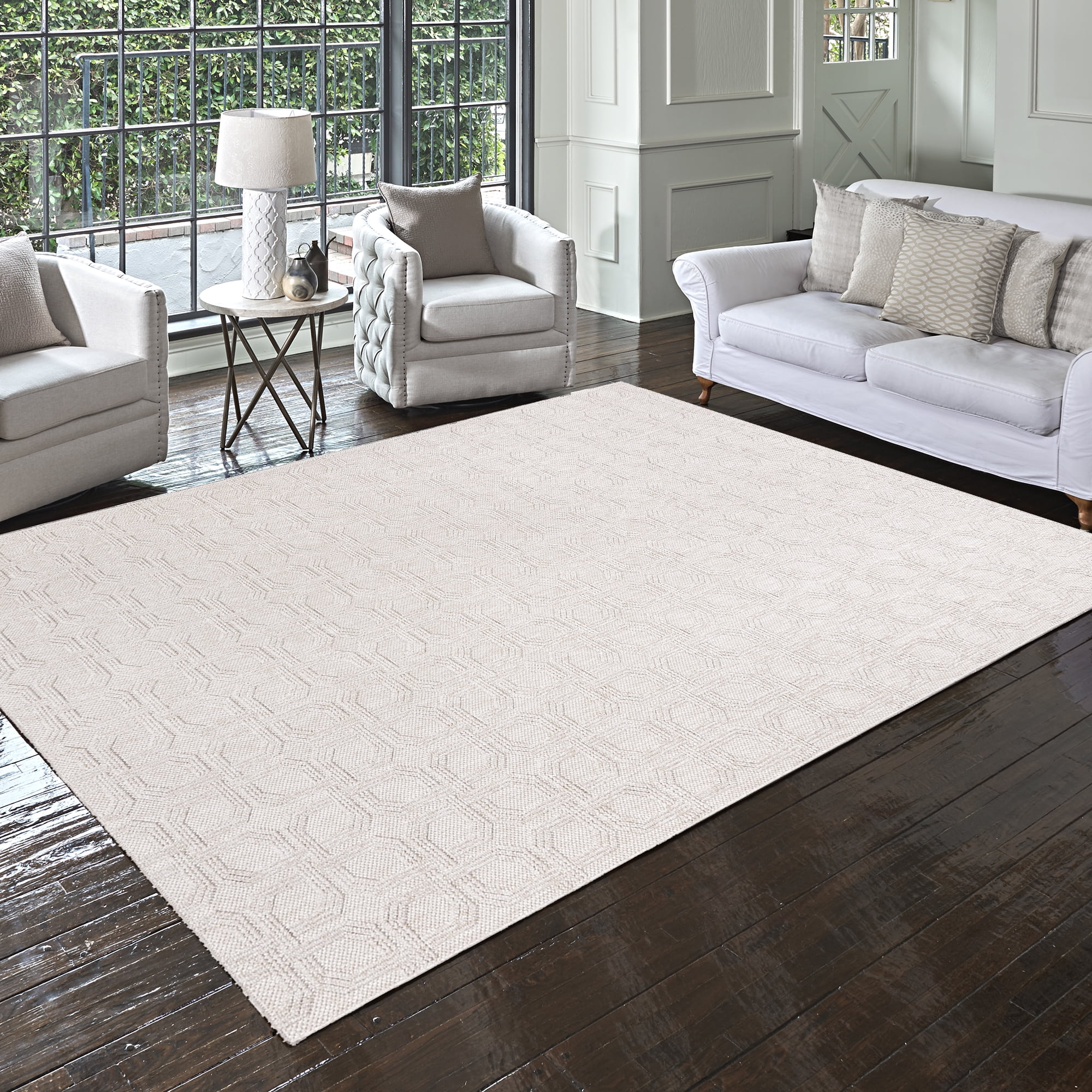 Gertmenian Malini Haley Cream Ivory Modern Geometric Tonal
