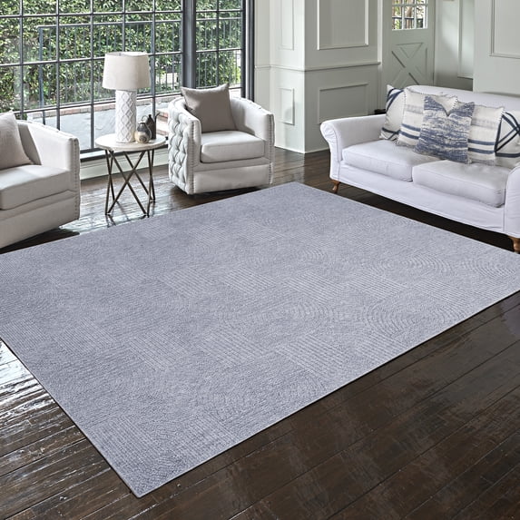 Gertmenian Malini Karina Denim Blue Modern Geometric Tonal Polyester High-Low Indoor Area Rug, 5x8