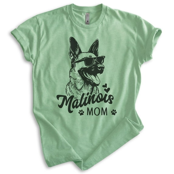 Malinois Mom, Unisex Women's Shirt, Belgian Malinois, Malinois Owner, Funny Dog Mom Gift, Heather Apple Green, Medium