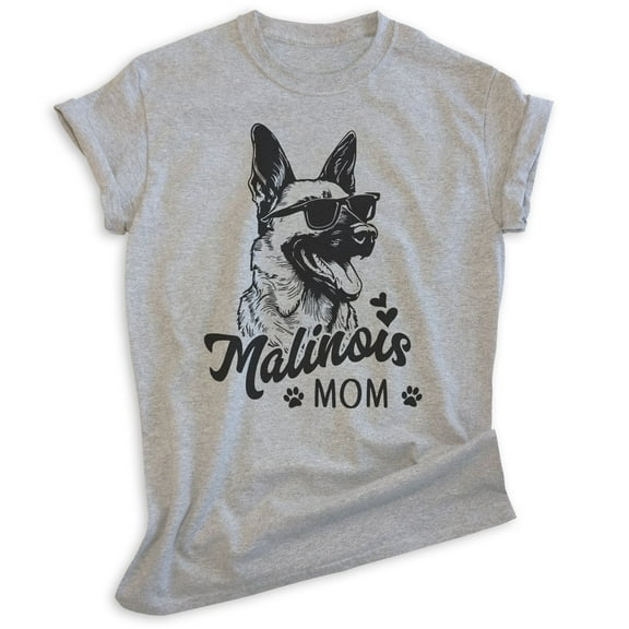 Malinois Mom, Unisex Women's Shirt, Belgian Malinois, Malinois Owner, Funny Dog Mom Gift, Heather Gray, XX-Large