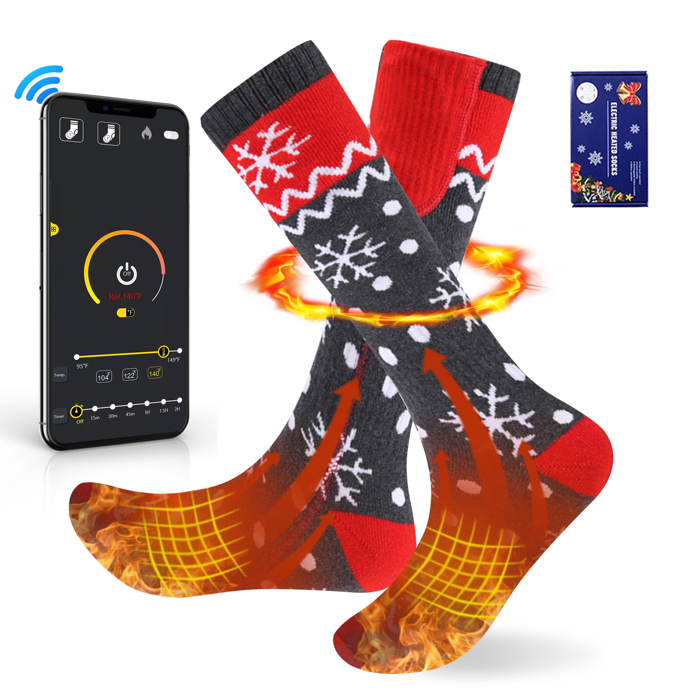 Maliowa Rechargeable Electric Heated Socks for Men Women,5V 5000mAh