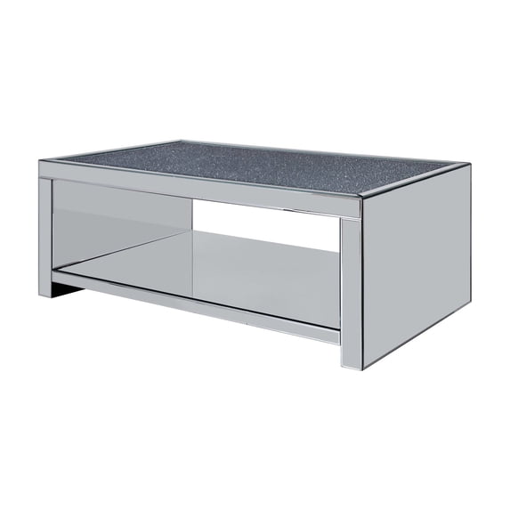 Acme Noralie Coffee Table Clear Glass, Mirrored & Faux Diamonds