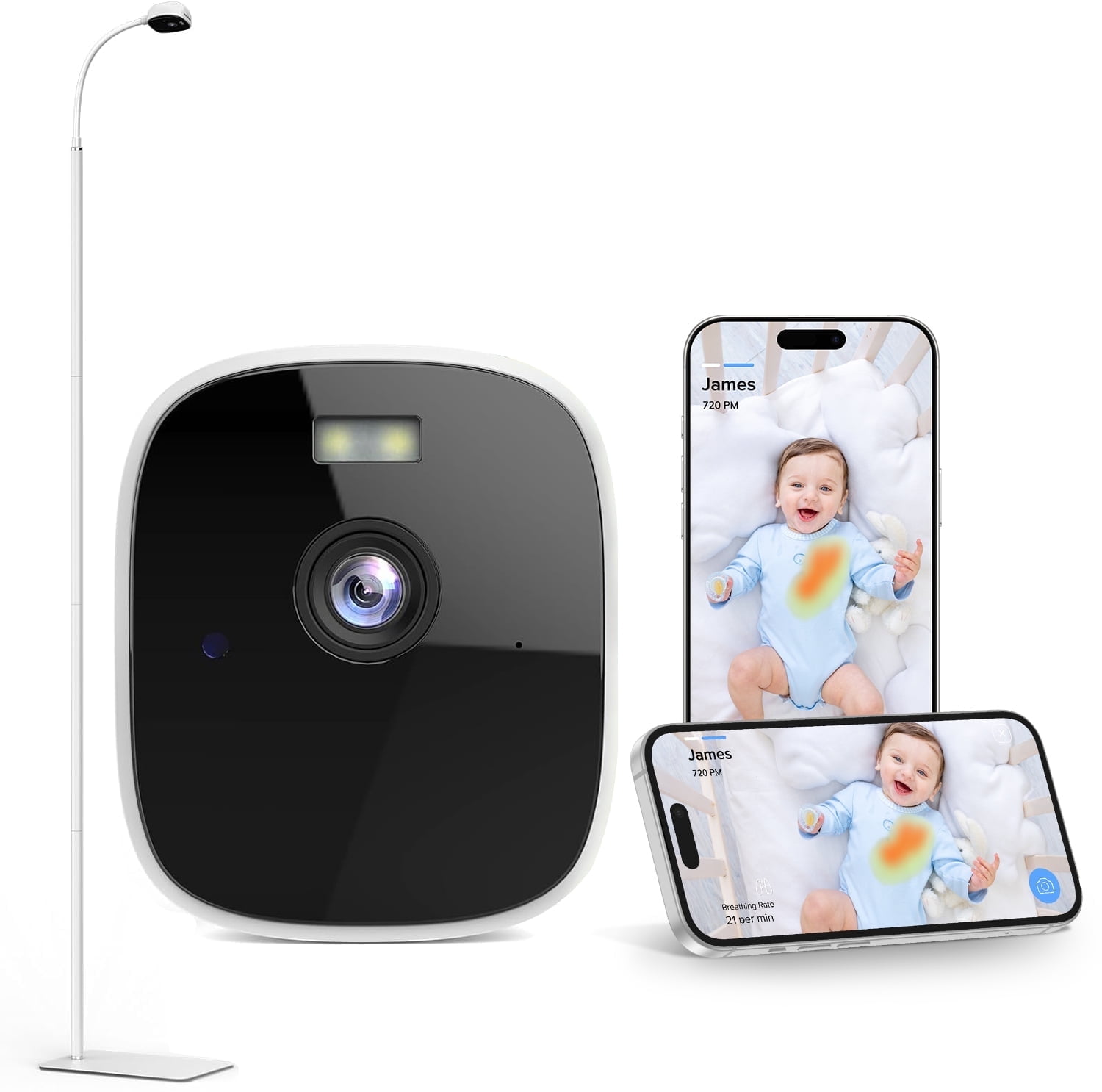 Maliton Baby Camera Monitor - Wireless Baby Monitor with Camera & Audio - 2K HD Video Breathing Monitor for Baby - Sleep Analysis & Two-Way Talk - White