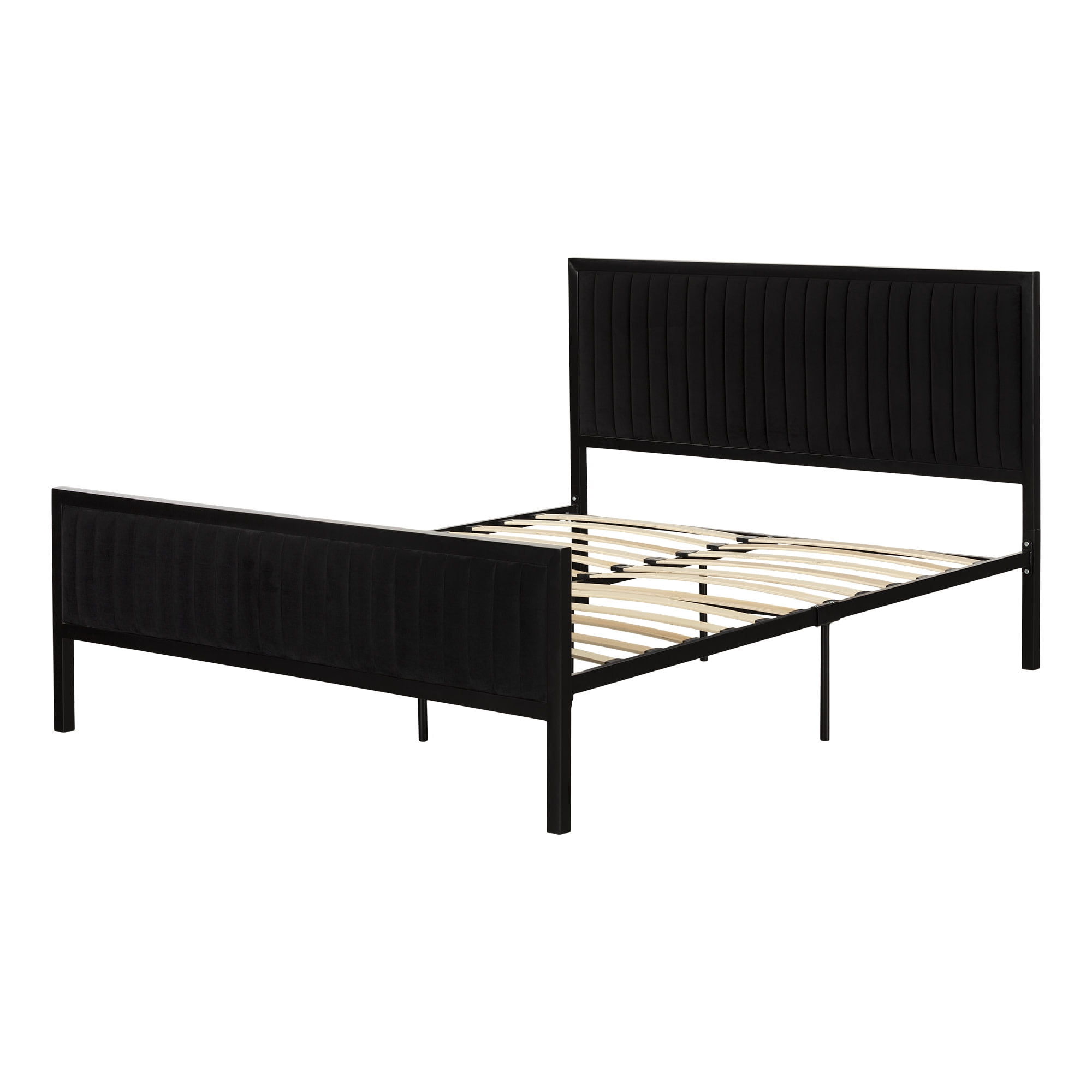 Maliza Upholstered Queen Metal Bed, Black