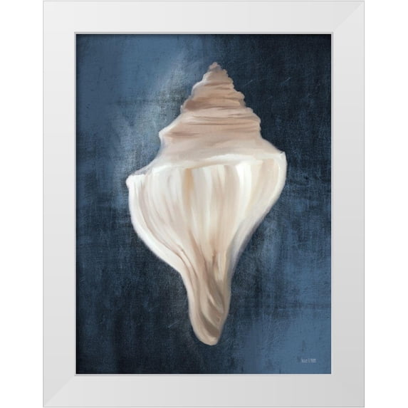 Malkowski, Melissa 19x24 White Modern Wood Framed Museum Art Print Titled - Conch Shell Blues I