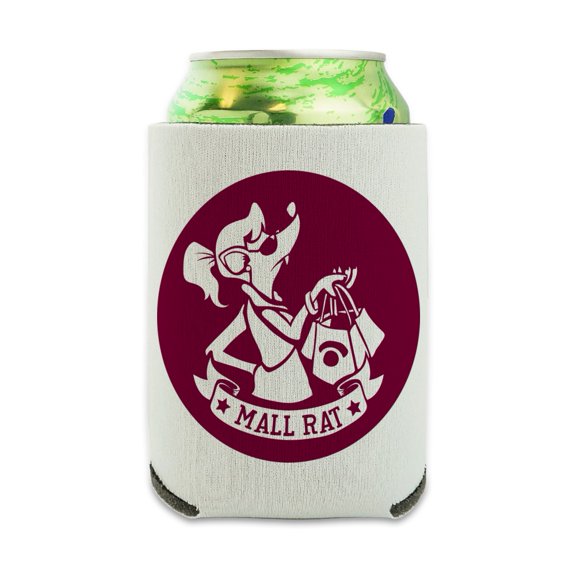 Mall Rat with Shopping Bags Can Cooler - Drink Sleeve Hugger Collapsible Insulator - Beverage Insulated Holder