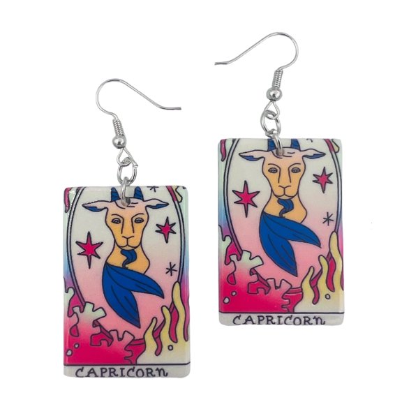 Mall of Style - Capricorn Earrings Women - Goat Zodiac Earrings - Zodiac Animal Dangles (Capricorn)
