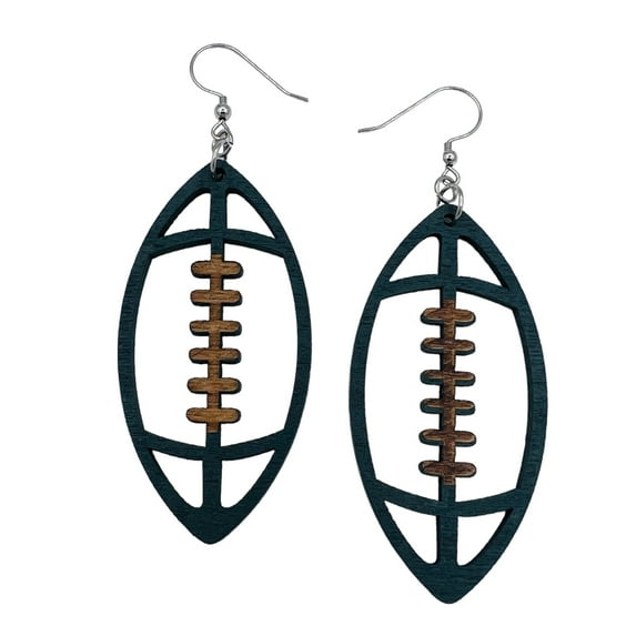 Mall of Style - Football Earrings Women - Football Jewelry - Football Accessories (Juniper Green)