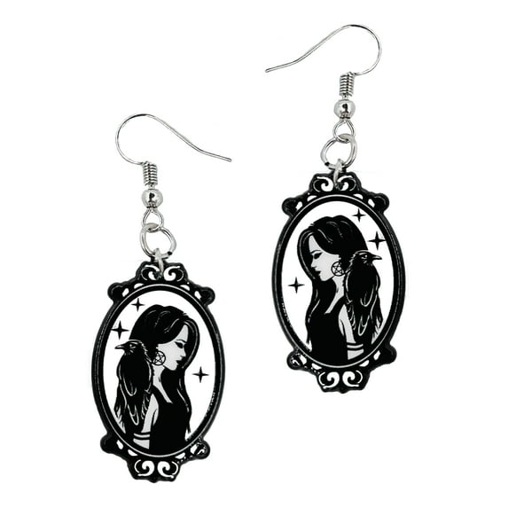 Mall of Style - Witchy Earrings for Women - Mirror Dangler - Spooky Crow Jewelry (The Mirror)