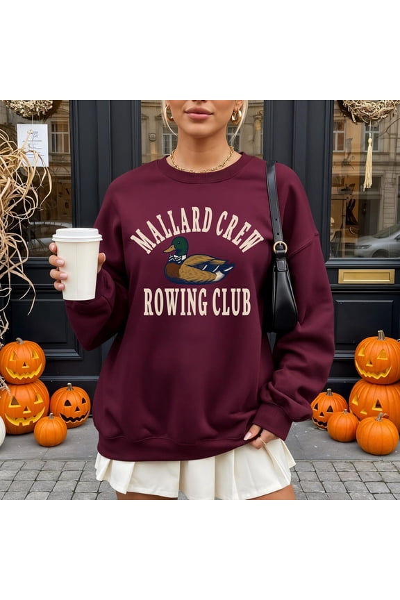 Mallard Crew Rowing Club Sweatshirt, Preppy Oversized Crewneck, Vintage Style Fall Pullover, women's graphic sweatshirt, Duck Shirt Tshirt All Size S-5XL