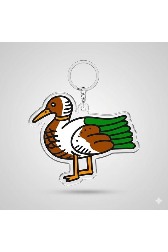 Mallard Duck Acrylic Keychain, Modern Illustration Animal Charm, Eco-Friendly Plywood Bag Accessory