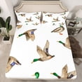 thumbnail image 1 of Mallard Duck Bed Sheet Set Hunting and Fishing Fitted Sheet Wild Animal Bedding Set Wildlife White Bed Cover Queen Size with 2 Pillow Case, 1 of 5