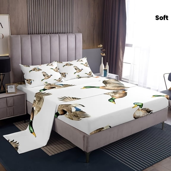 Mallard Duck Bed Sheets Set - Cozy Wildlife Bedding for Nature Lovers