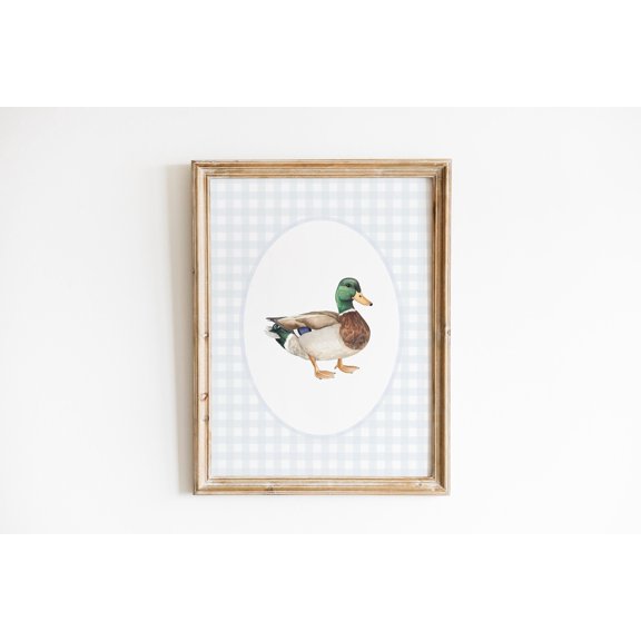 Mallard Duck Blue Decorative Nursery Poster , Poster Print Only