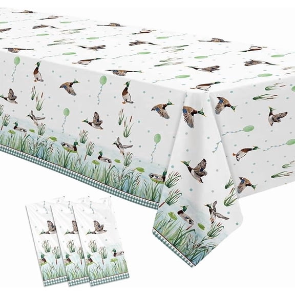 Mallard Duck One Lucky Duck Birthday Decorations Tablecloth, 3 Pcs