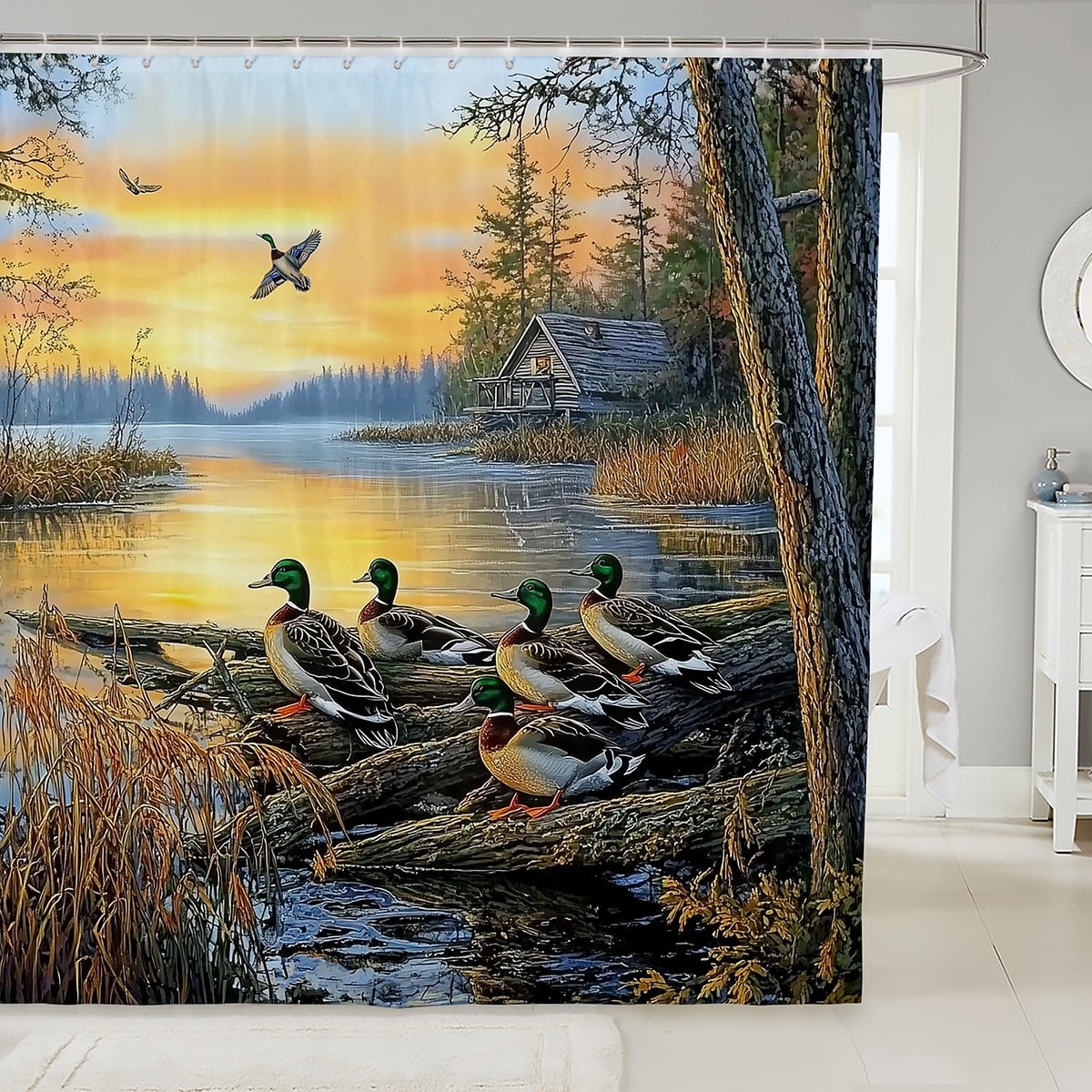 Mallard Duck Shower Curtain,Duck Hunting Bathroom Shower Curtain Sets ...