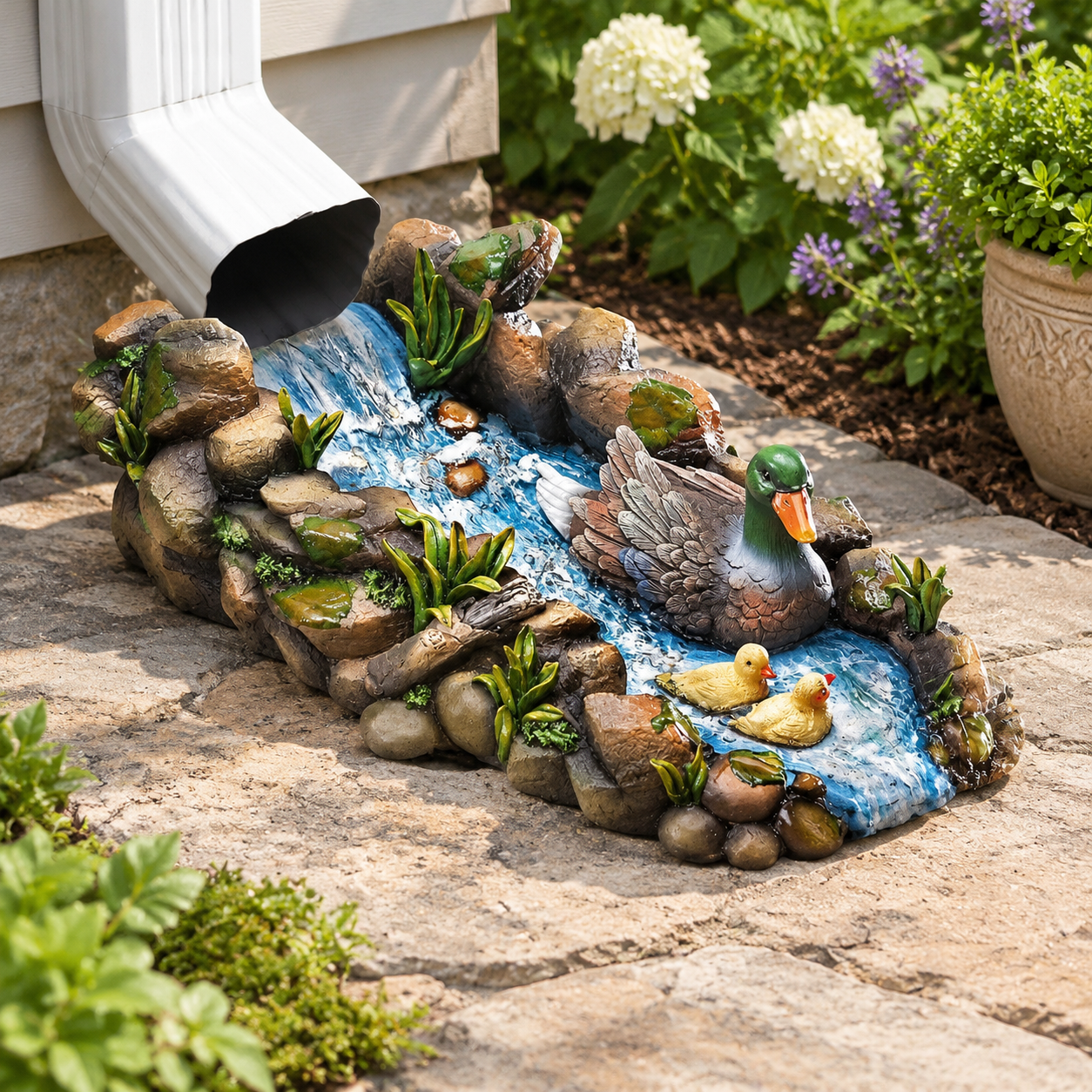 Mallard Duck Splash Block Downspout Extension Outdoor Garden Statue, 15 ...