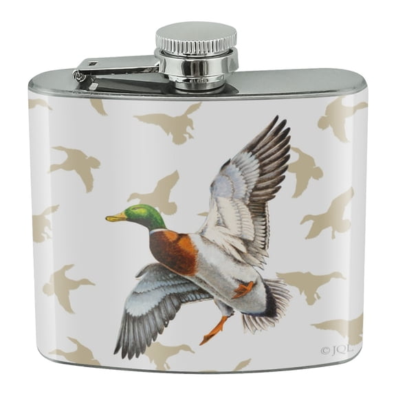 Mallard Duck in Flight Stainless Steel 5oz Hip Drink Kidney Flask