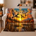 thumbnail image 1 of Mallard Ducks Flight Autumn Sunset Wildlife Painting, Peaceful Mountain Lake Scene, Warm Flannel Blanket for Cabin and Lodge, Outdoor Lovers Thanksgiving Gift, Rustic Home Decor, 1 of 9